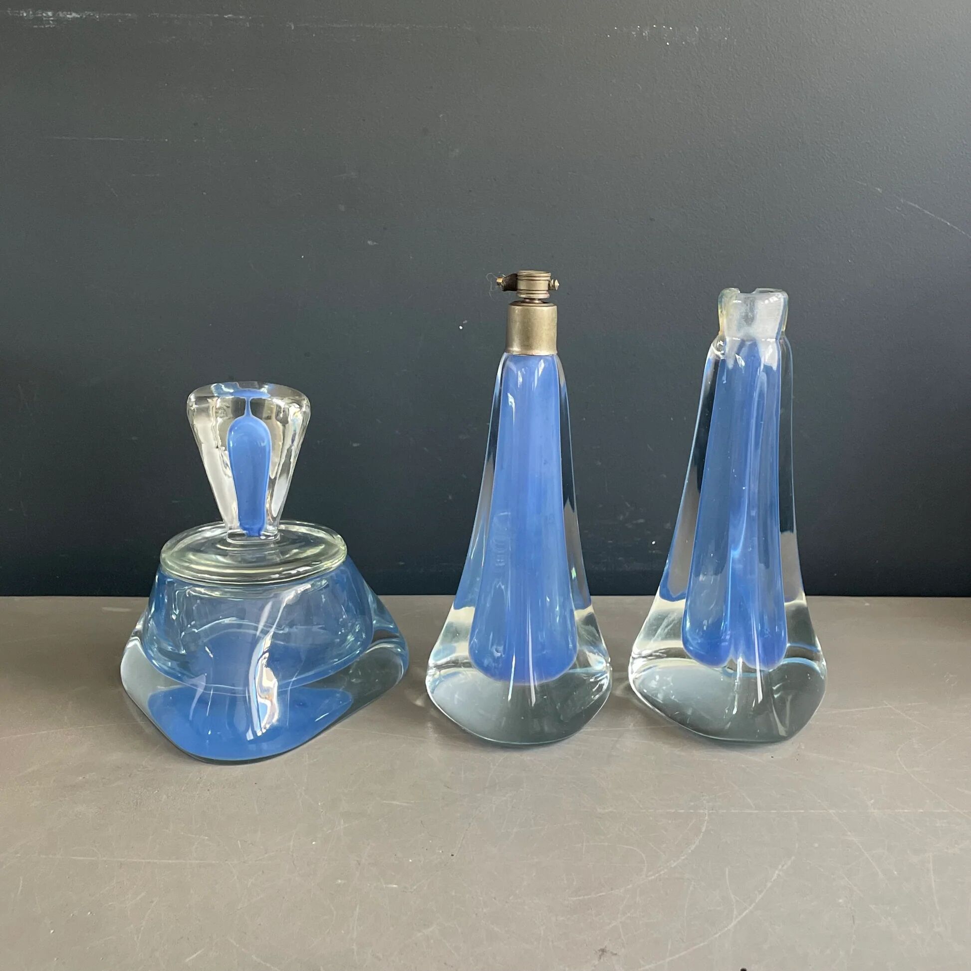 Two-coloured blown glass set