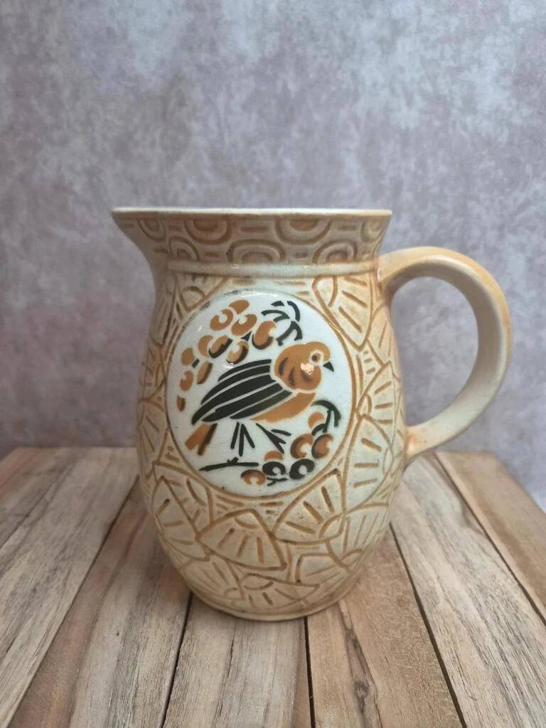 Antique Pichet Saint-Clément Keller & Guérin no. 719-2 – stylised Art Deco birds