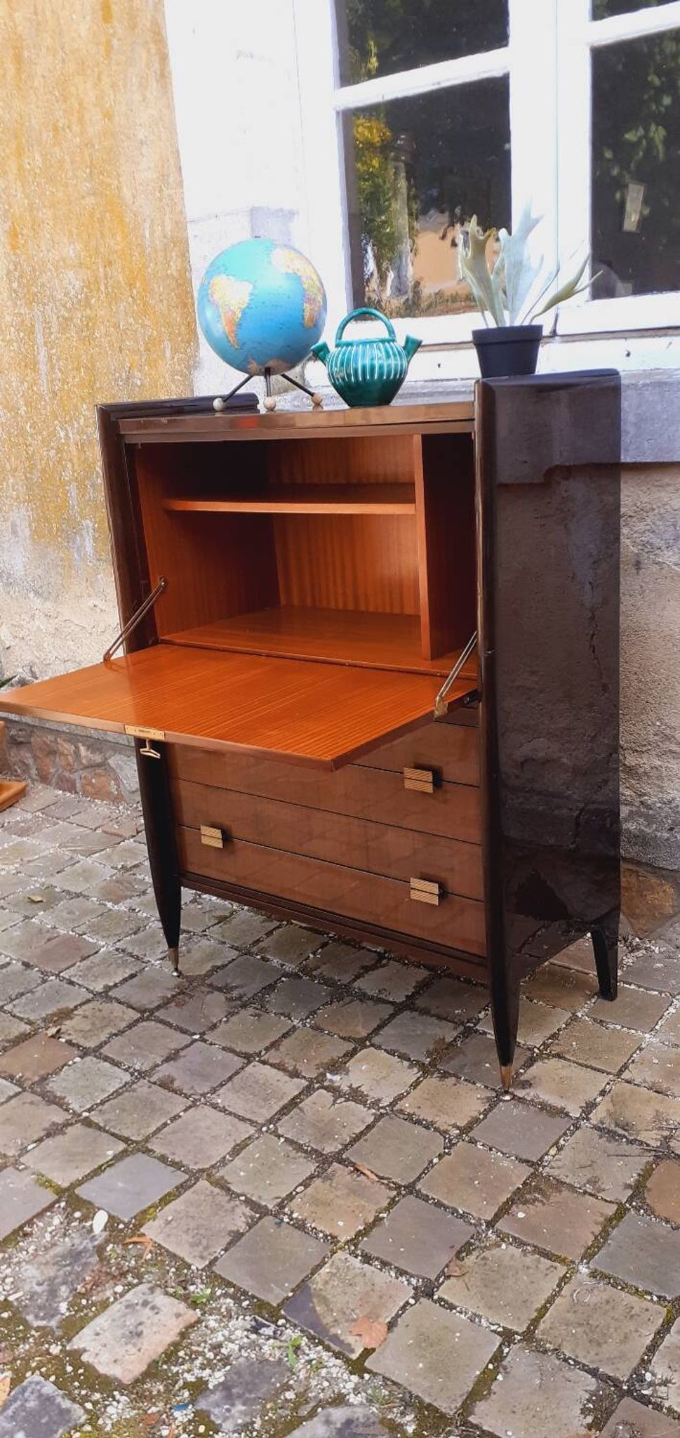 Secrétaire vintage année 60 en acajou marque Mobilor
