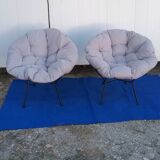 Paire de fauteuils vintage corbeille