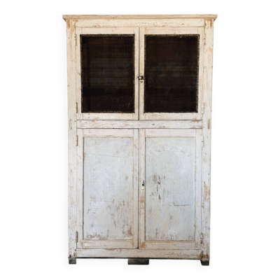 Buffet, vaisselier en bois patiné écru