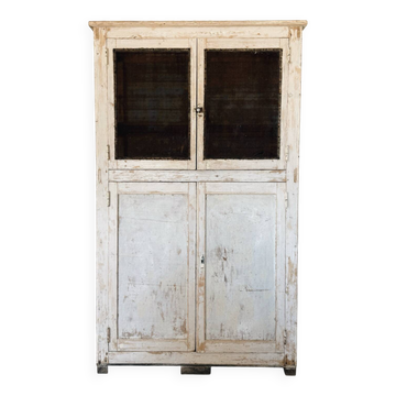 Buffet, vaisselier en bois patiné écru