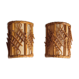 Pair of bamboo sconces 70s