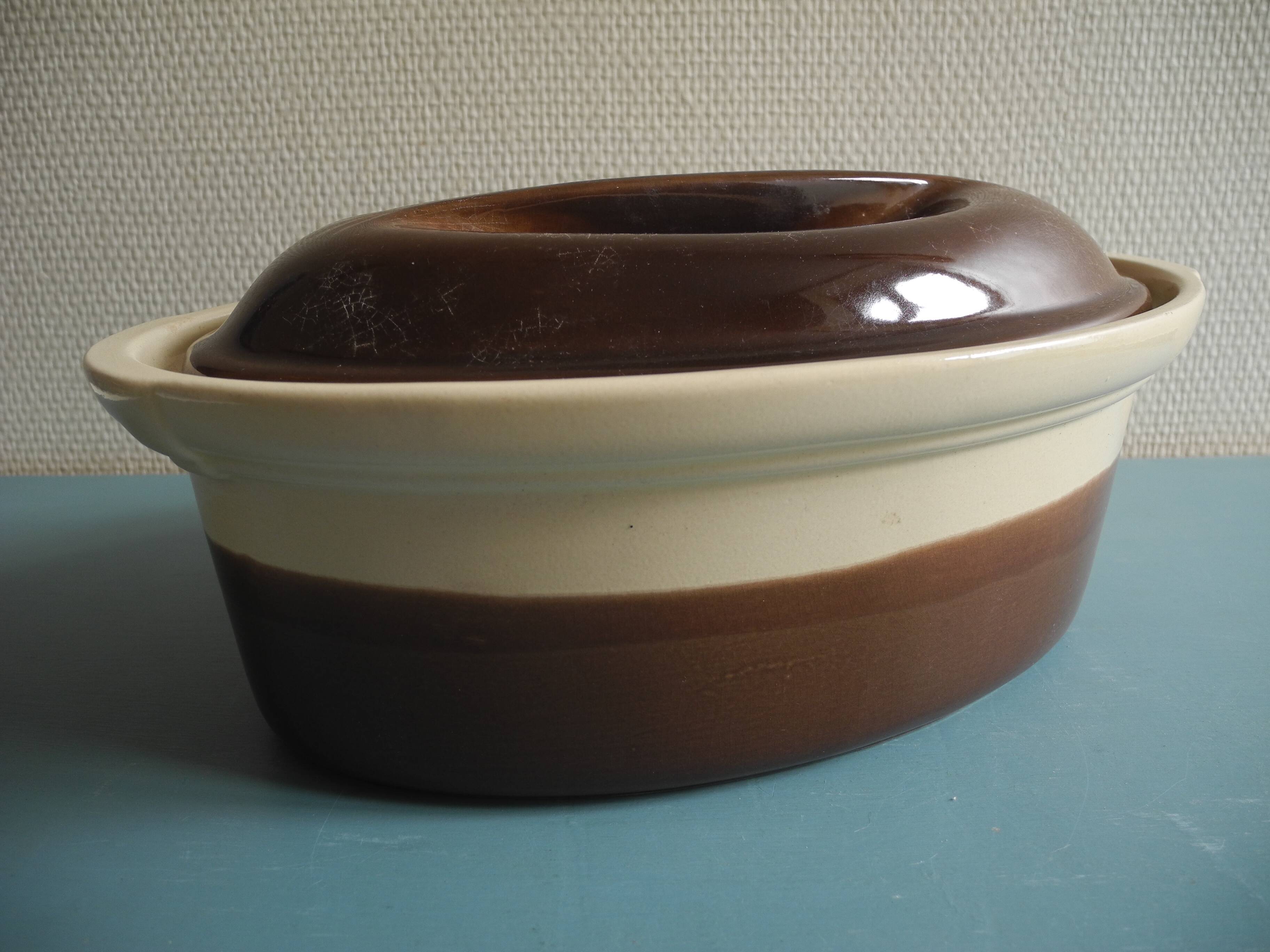 Old Emile Henry terrine dish vintage French earthenware dish