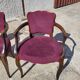 Lot de 4 fauteuils bridge 1950 en tissu mauve