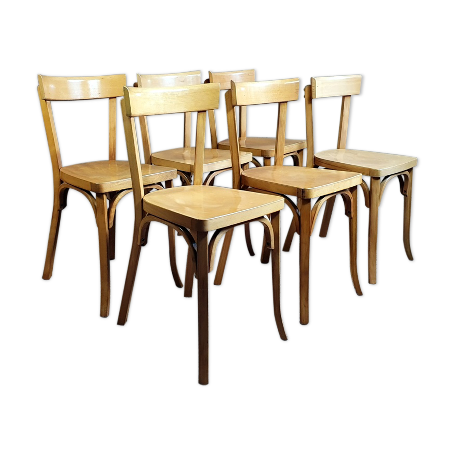 Set 6 chairs bistro Baumann n°55 years 50
