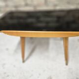 Small opaque black glass coffee table 1960