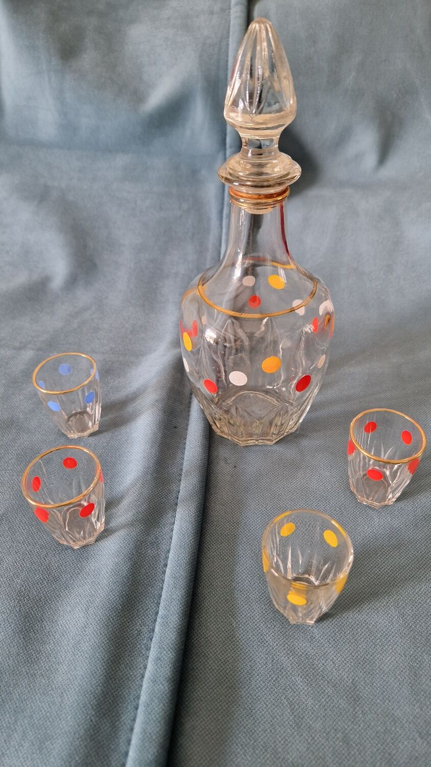Vintage polka dot liqueur service