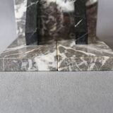 Set of 2 vintage Art Deco bookends in grey, black, and white marble