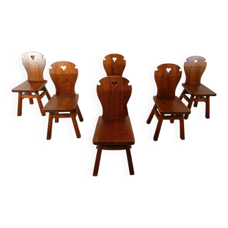 Vintage brutalist dining chairs, set of 6 - 1960s