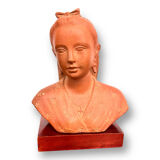 Bust of a woman with terracotta veil signed Alexandre