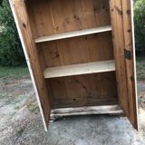 Grey double wardrobe in hand-painted pine — romantic floral pattern, 1920s era.