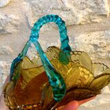 Antique amber glass bon bon glass basket