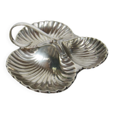 Dumb servant beggar service shell silver metal punch EPNS flat tray