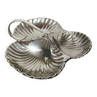 Dumb servant beggar service shell silver metal punch EPNS flat tray