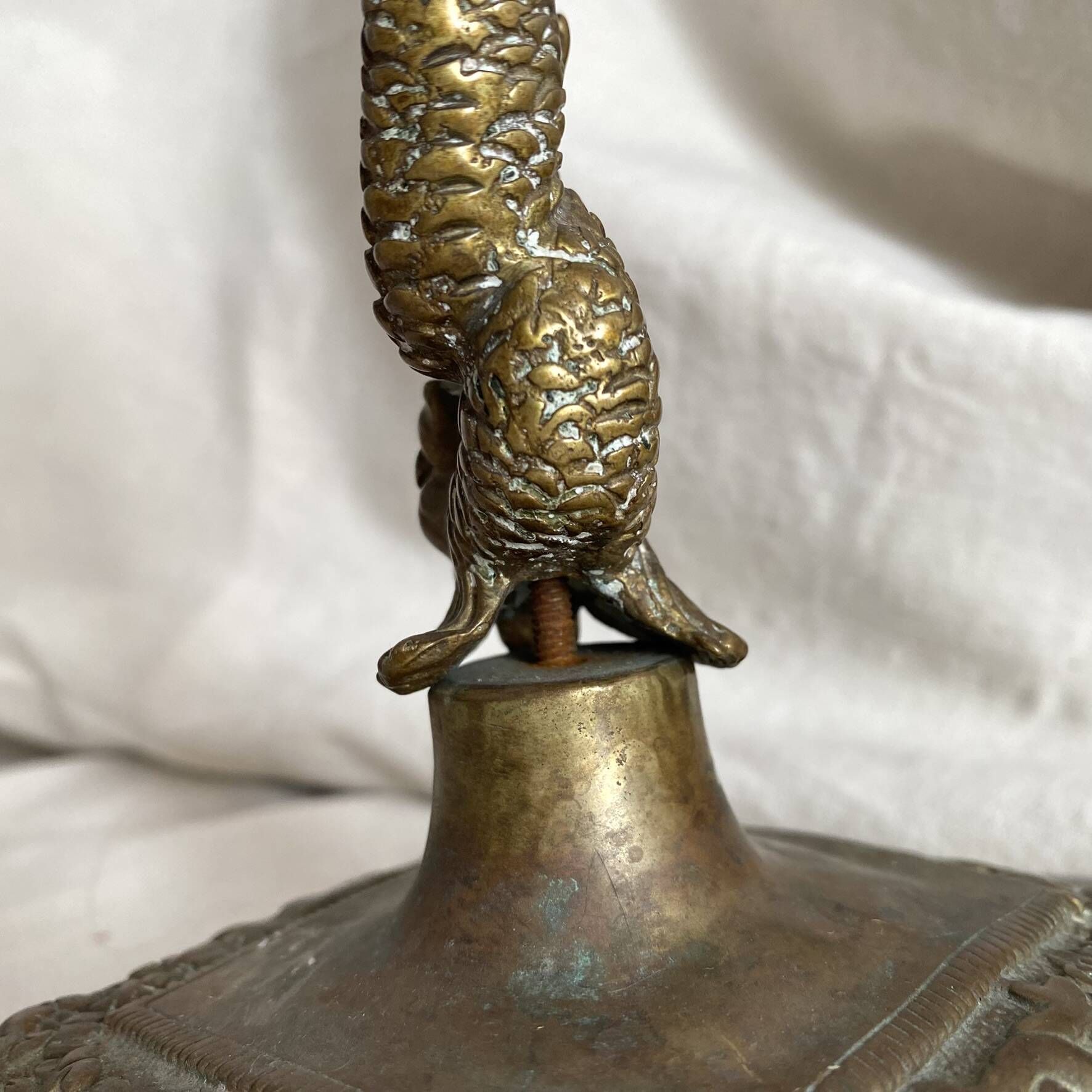 Antique dolphin candlestick from the 19th century, fish candlestick.