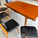 Rectangular extendable table in Scandinavian design made of solid teak.
