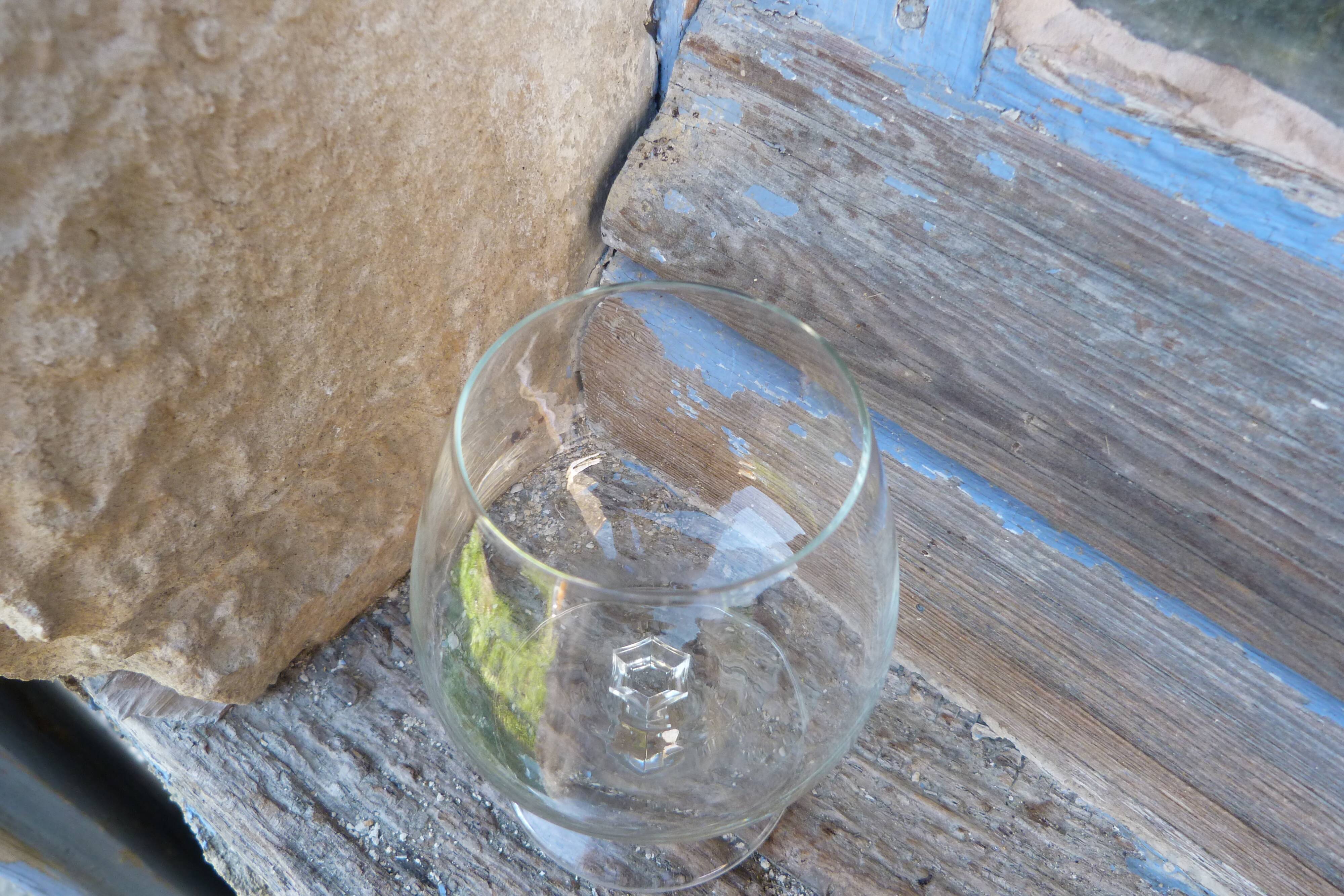 Ancient crystal cognac glass