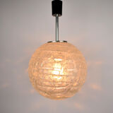 Mid Century frosted Murano glass globe pendant light by Doria Leuchten