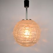 Mid Century frosted Murano glass globe pendant light by Doria Leuchten