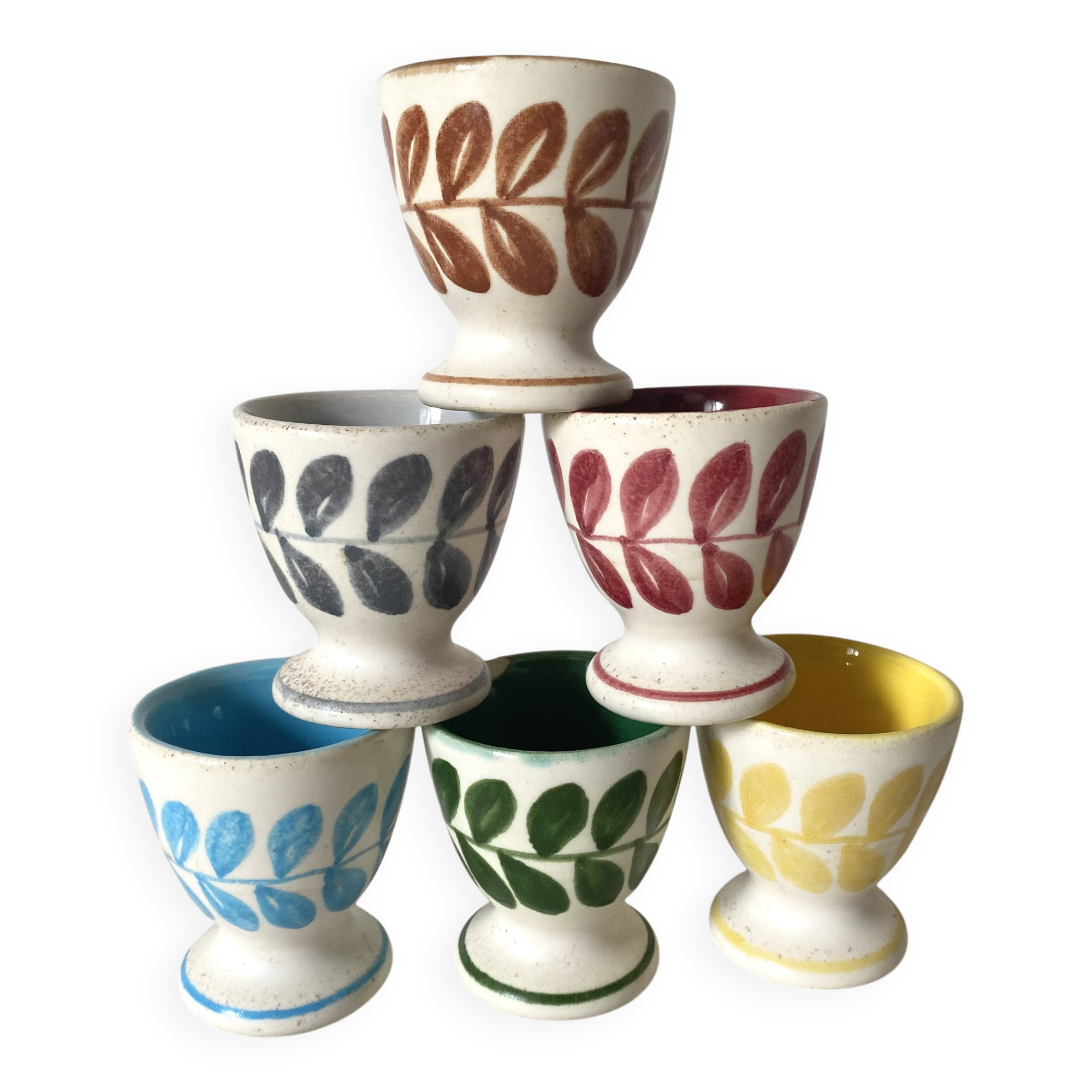 Antique earthenware egg cups