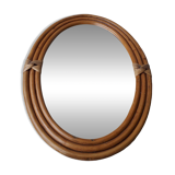 Oval rattan mirror