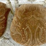 Pair of Italian chairs in lacquered wood and fabric seat