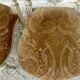 Pair of Italian chairs in lacquered wood and fabric seat