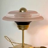 Pair of Art Deco bedside lamps in brass and etched glass