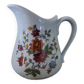 Porcelain milk jug pitcher decorated with Paris floral pattern