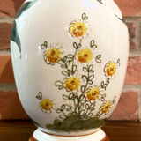 East German GDR Vase from 1960s with Hand-Painted Flowers, Steingutfabrik Dresden, Villeroy & Boch