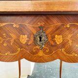 Game table Louis XV style, Napoleon III period (bronze fall and bronze belt, marqueteri