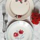 Old mismatched earthenware dinner plates