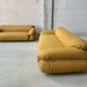 Canapé bouclé jaune Sesann par Gianfranco Frattini pour Cassina, set de 2
