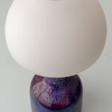 Mid-century modern table lamp by Jaap Ravelli, ceramic base and glass shade.