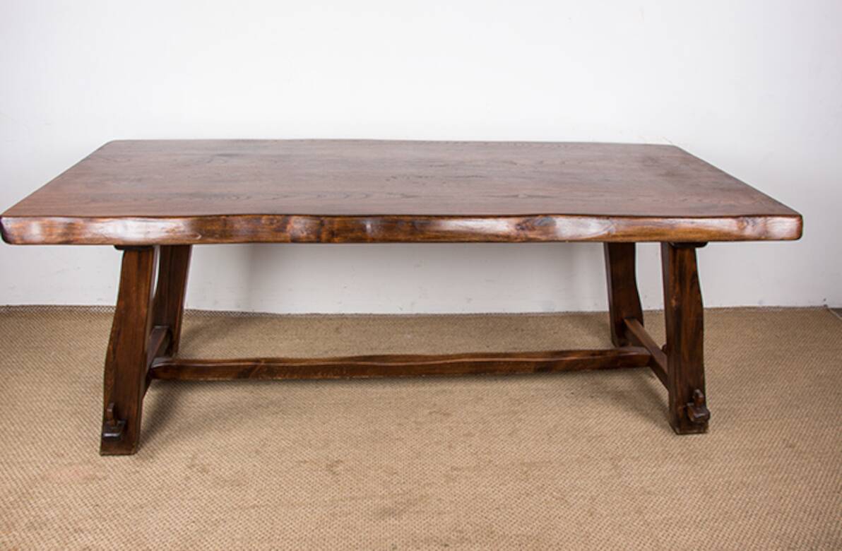 Dining room table, Brutalist style, solid elm