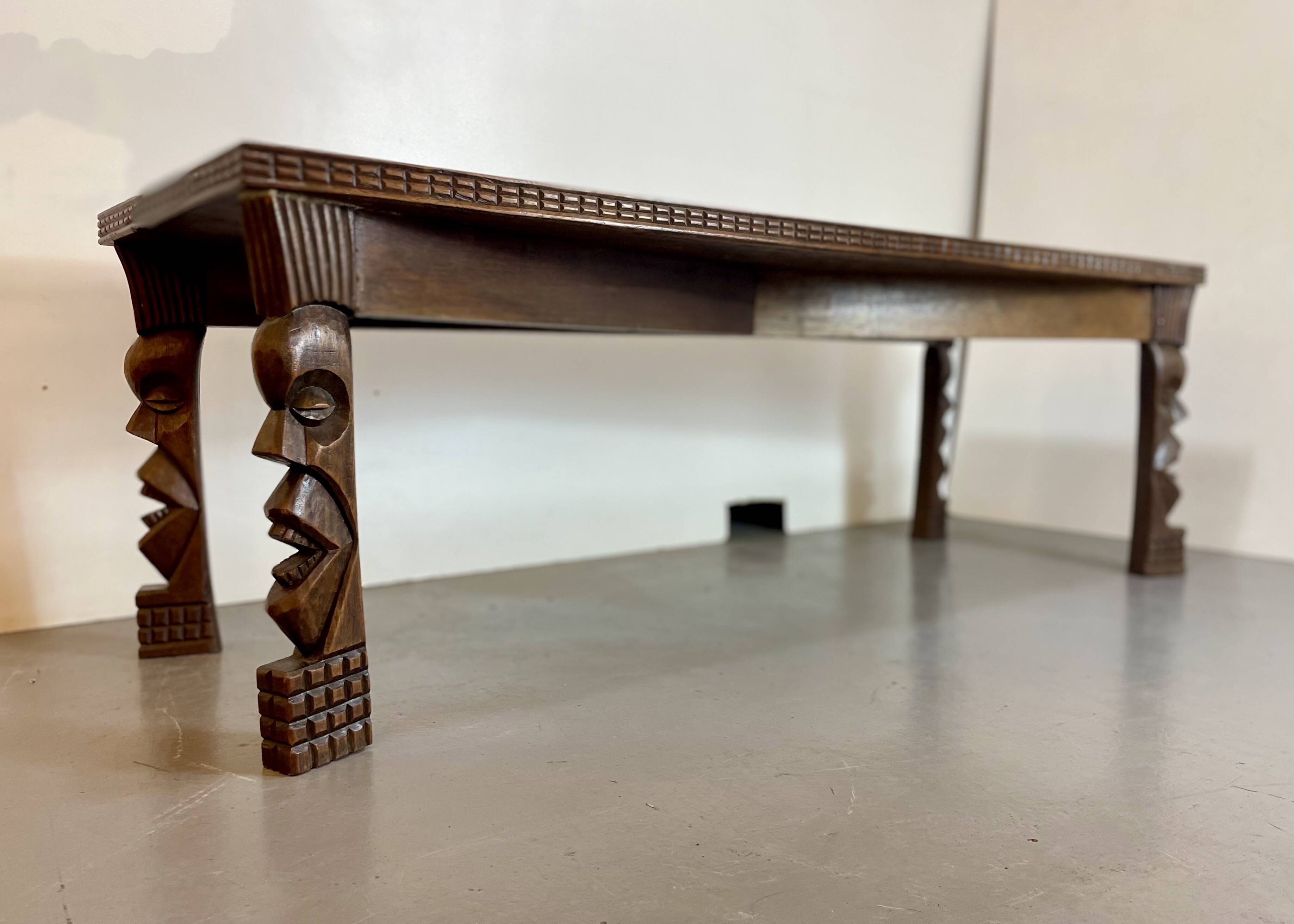 Hand-carved Congolese coffee table, 1989