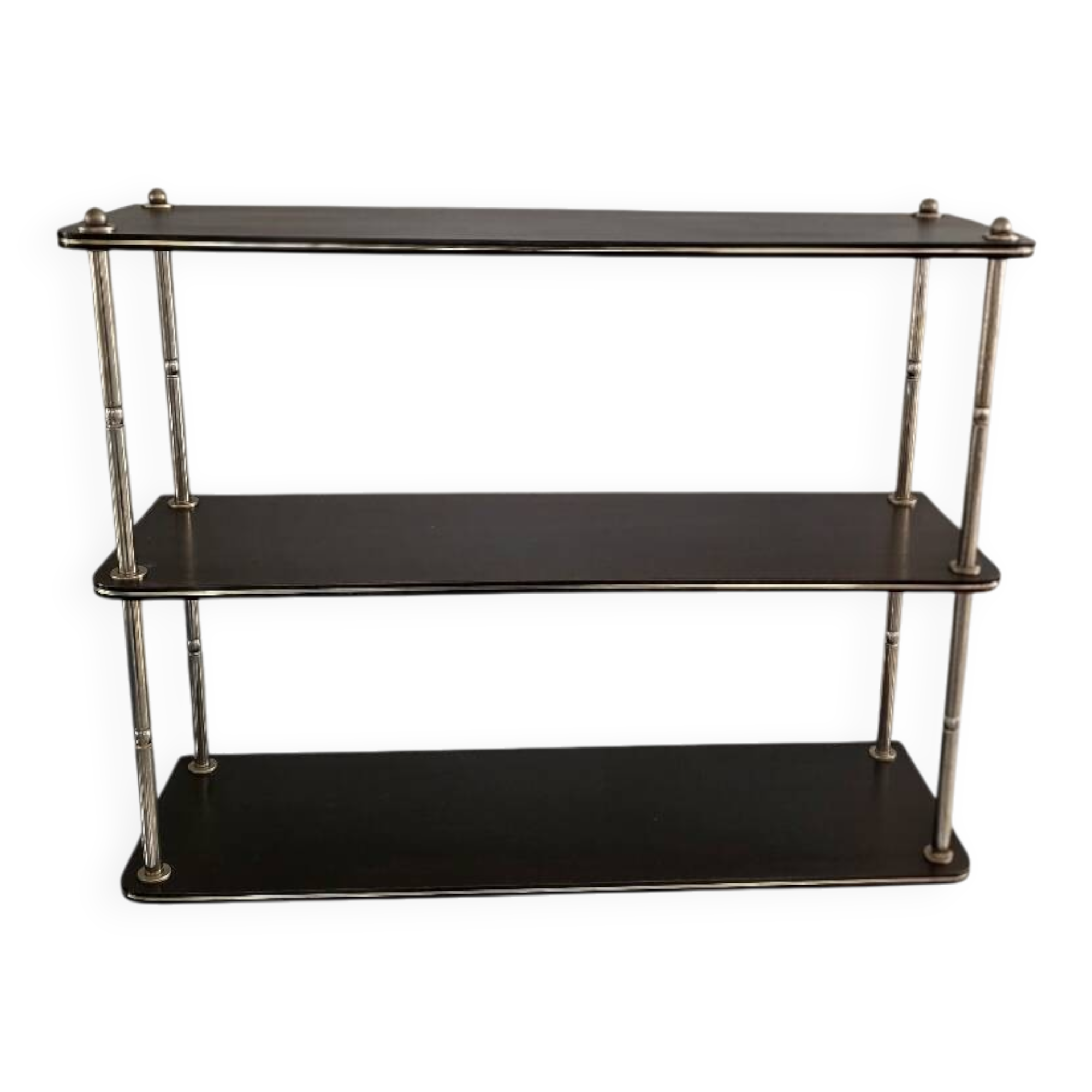 Wooden shelf with gold metal