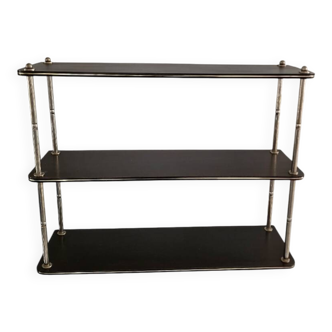 Wooden shelf with gold metal