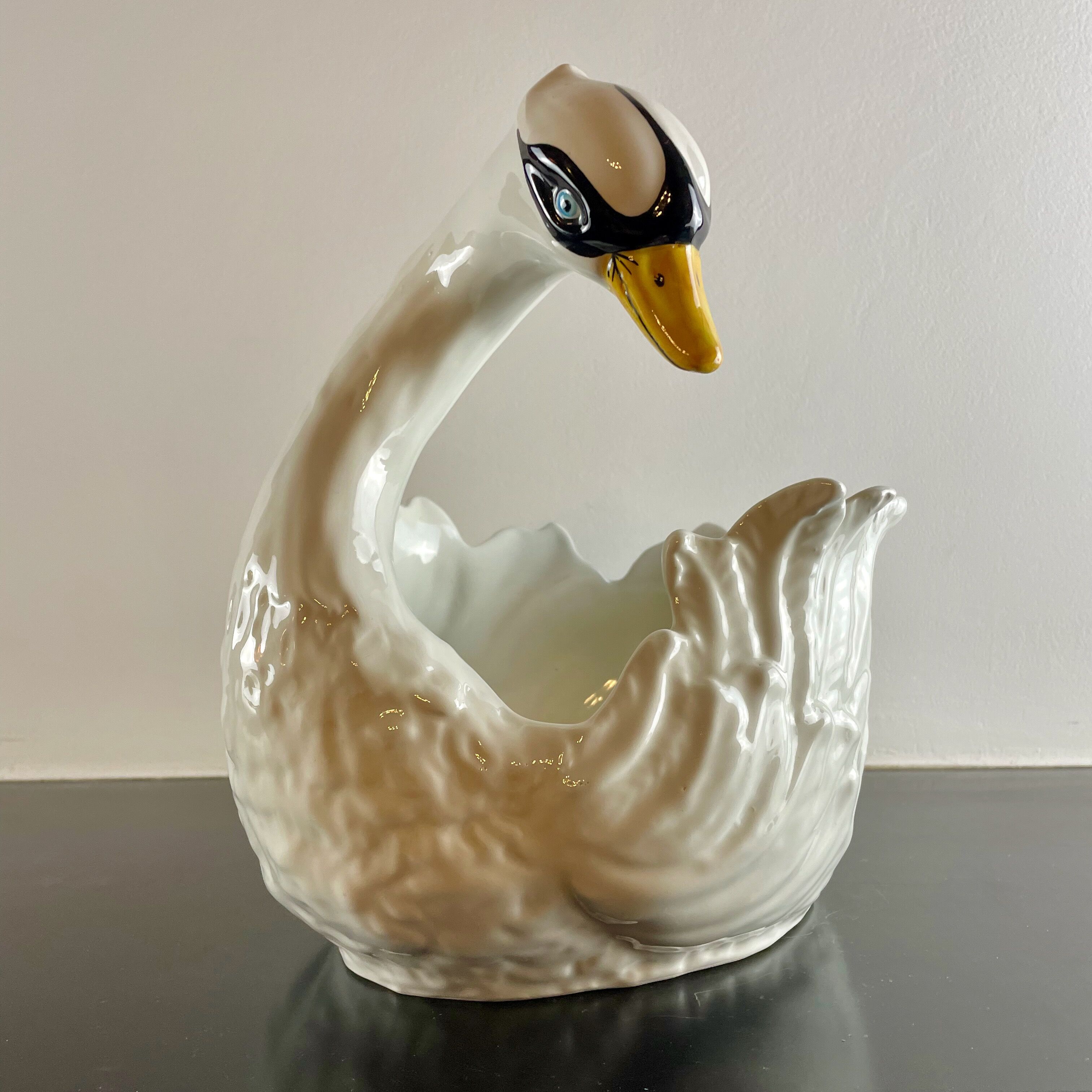 Swan ceramic planter from Bassano, Italy, circa 1970