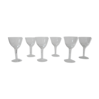 Lot 6 glasses with chiseled crystal liquor Top.11,3 cm Diameter edge sup. 6 cm