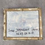 Oil painting on canvas village landscape, gilded frame