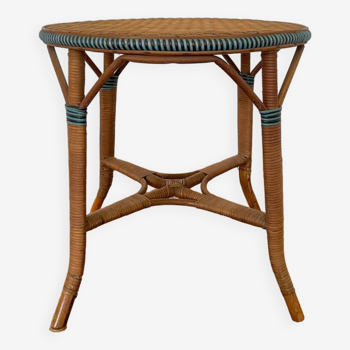 Vintage rattan coffee table pedestal table