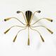 Beautiful large 9-arm Mid-Century Modern brass Sputnik ceiling lamp