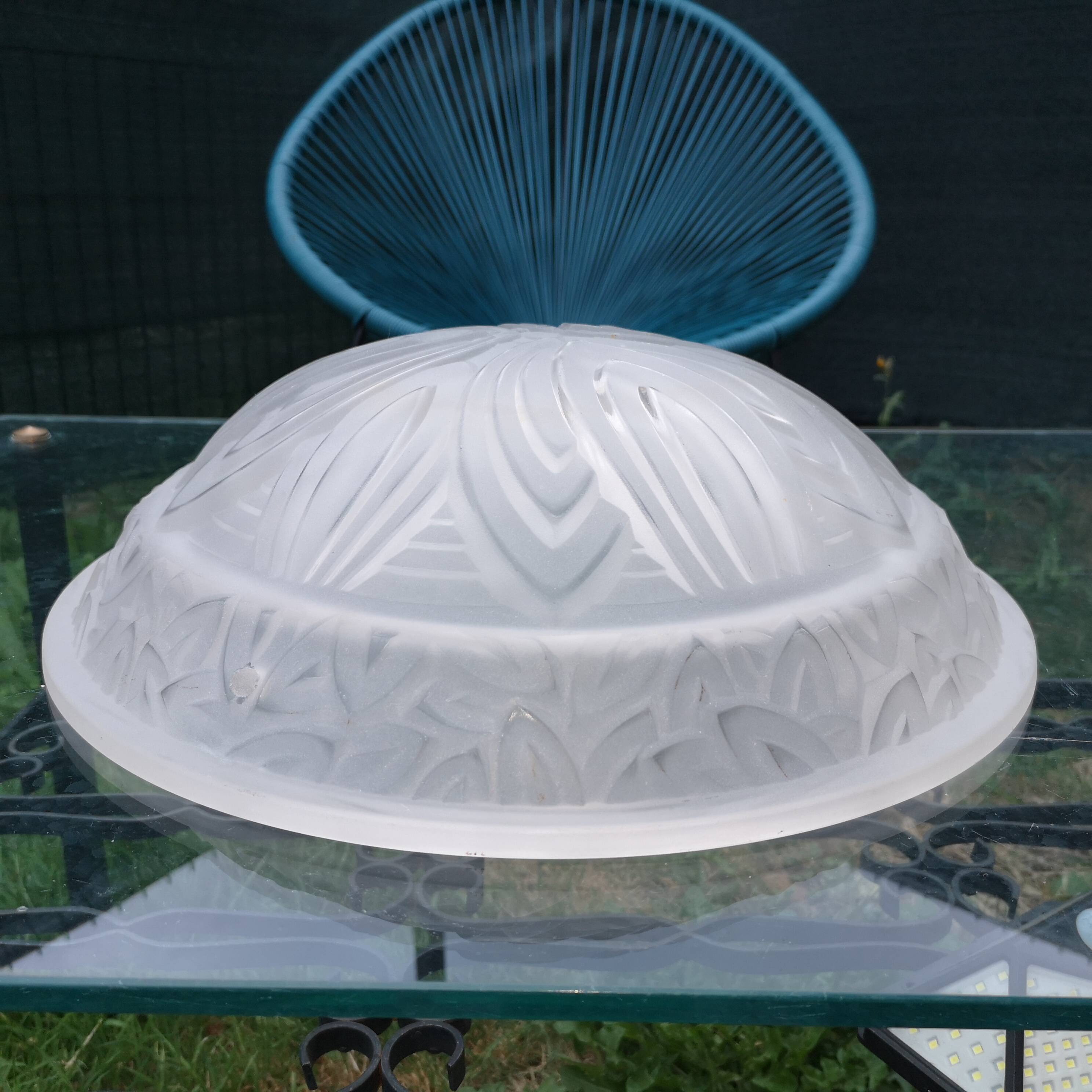 Authentic Vintage Art Deco Molded Glass Ceiling Light - France 1930
