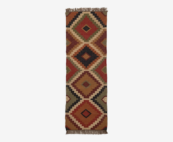 Tapis Kilim coureur tissé à la main en jute, 180x60cm