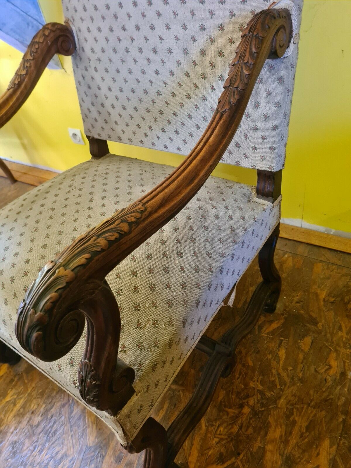Walnut renaissance style armchair