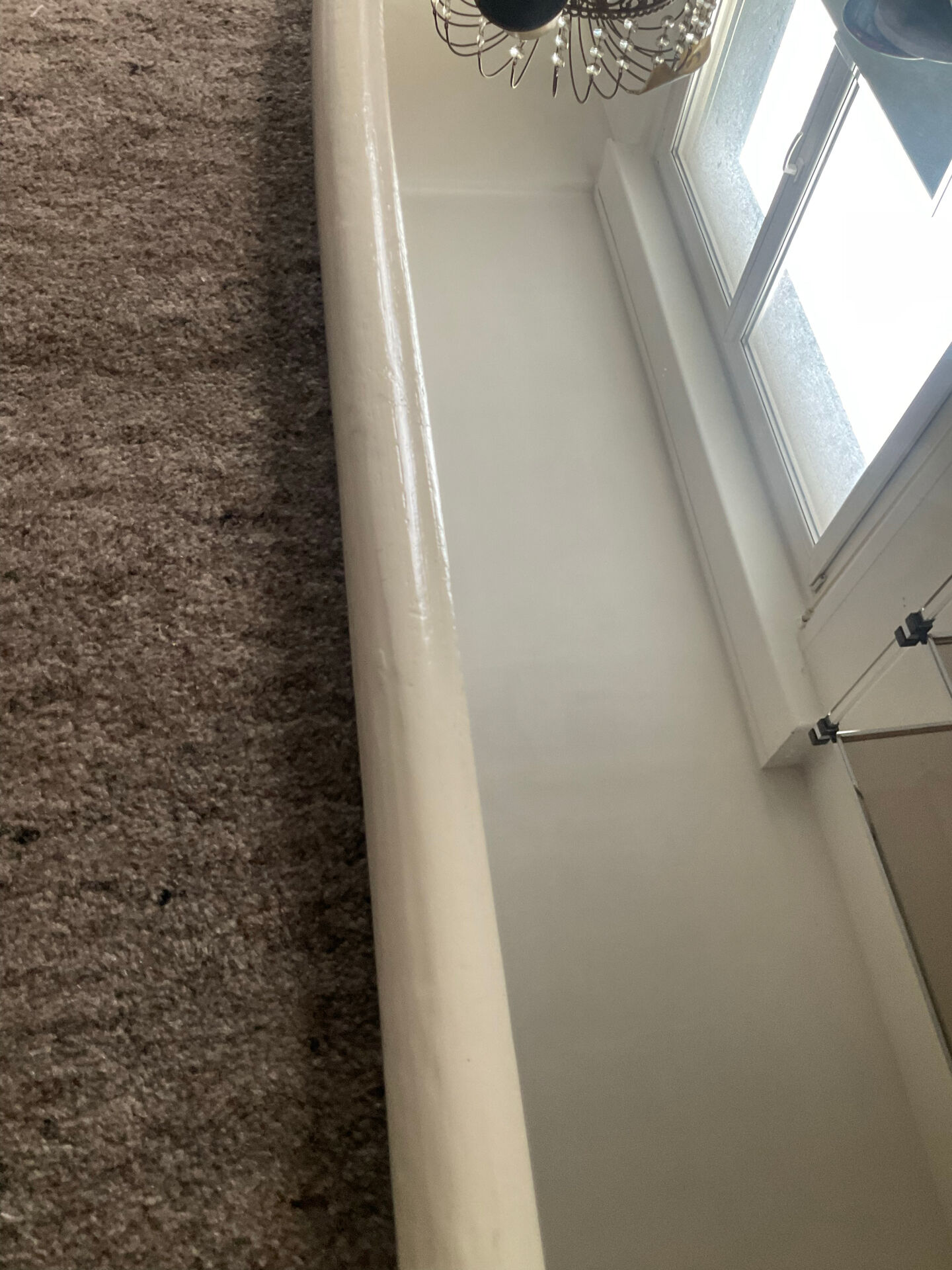 Large vintage mirror in stained white wood