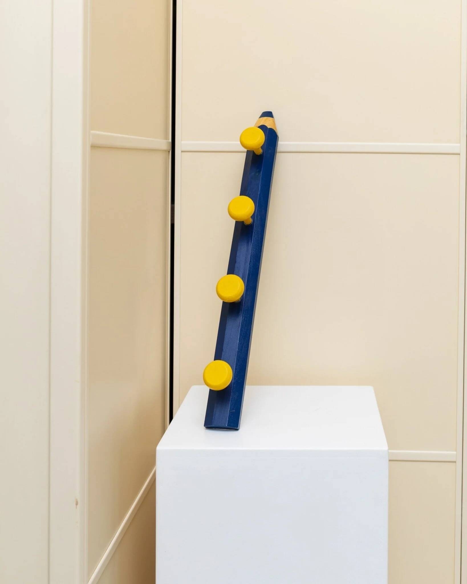 Pierre Sala Wardrobe in postmodern Memphis design - blue and yellow painted spruce wood armoire