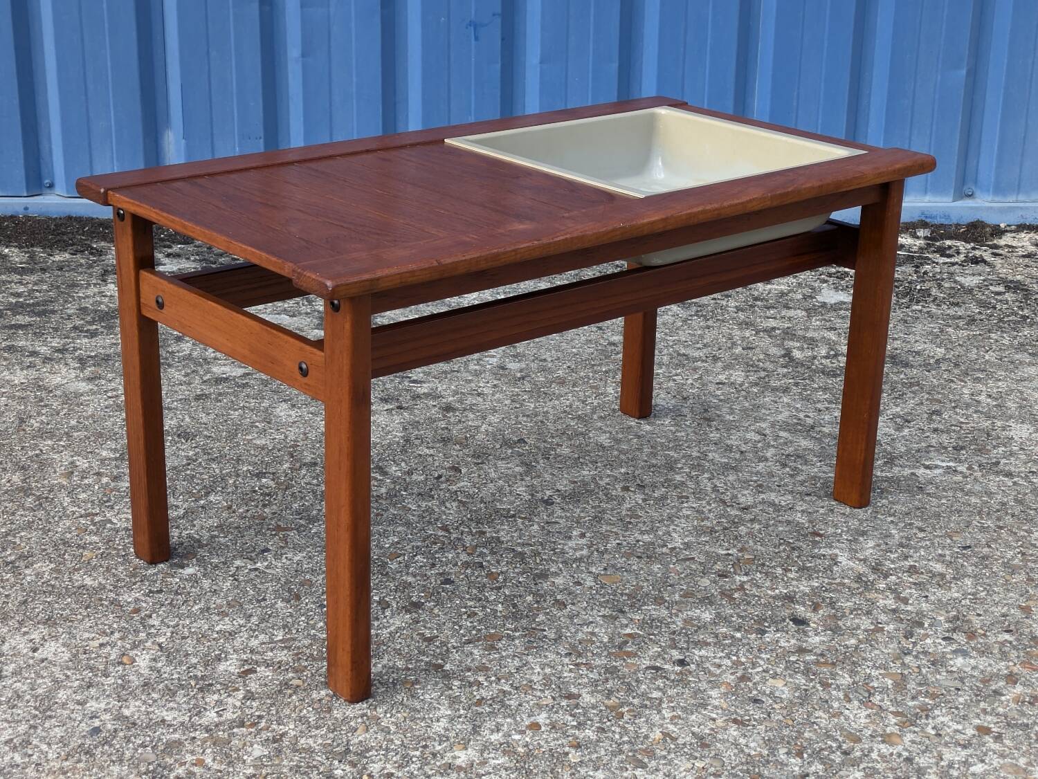 Vintage Scandinavian teak planter coffee table – 1960s